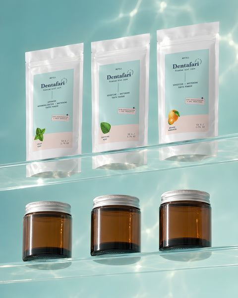 Dentafari Hydroxylapatit Zahnpulver Nachfüllbeutel Refill mit dem Glasiegel