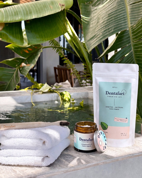 Orale Probiotika für die Mundgesundheit. Dentafari Hydroxylapatit Zahnpulver mit Probiotika