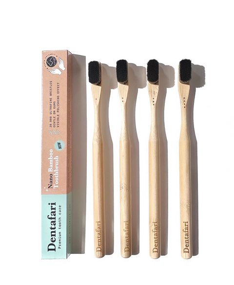 Erwachsenen Bambus NANO Zahnbürste 4 Stück, extra weich