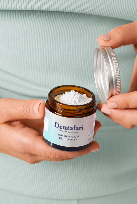 Zahnpulver Hydroxylapatit – Einsteiger-Set mit Braunglas-Tiegel